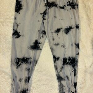 Black and Gray Tie-Dye Sweatpants with Unique Design